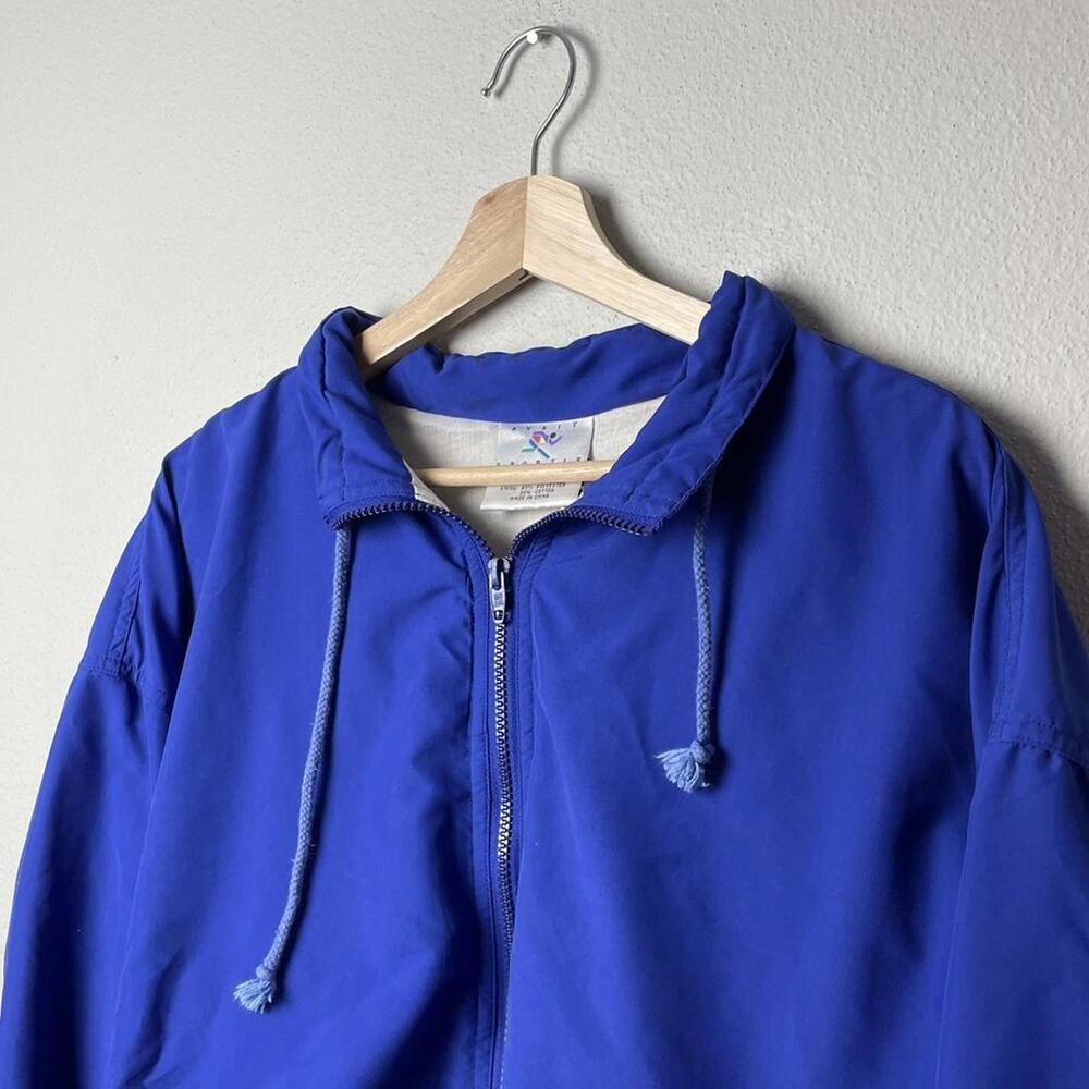 vintage blue lightweight zip up windbreaker jacket
